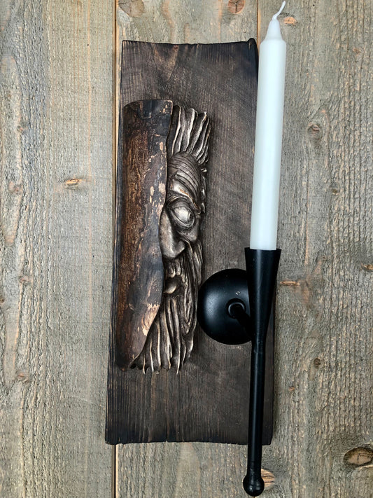 Fritjof - Håndlaget veggdekor med smijerns lysholder 